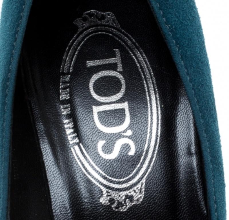 Tod's Blaue Wildleder Plateau Pumps Größe 36,5 im Angebot 3