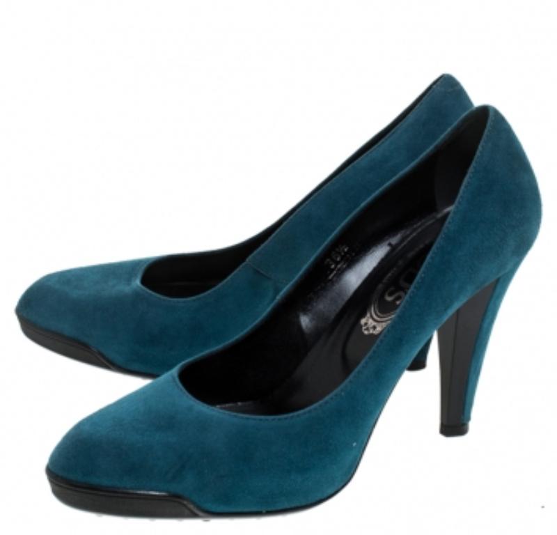 Tod's Blaue Wildleder Plateau Pumps Größe 36,5 im Angebot 4