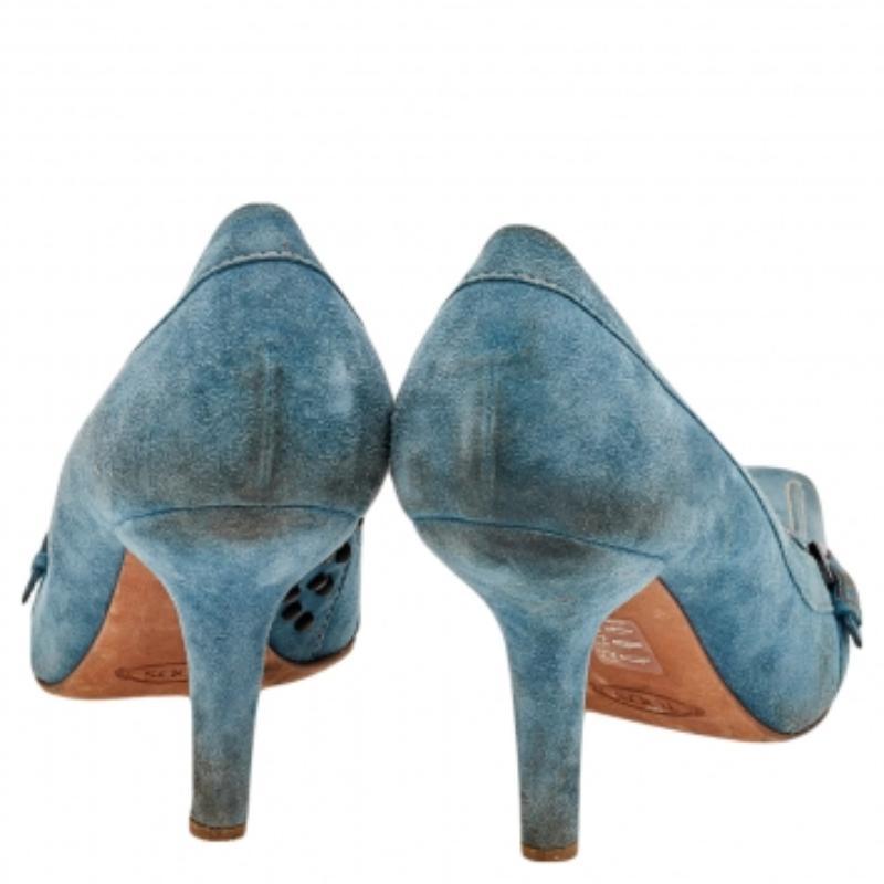 Tod's Pumps a punta in pelle scamosciata blu misura 37,5 in vendita 1