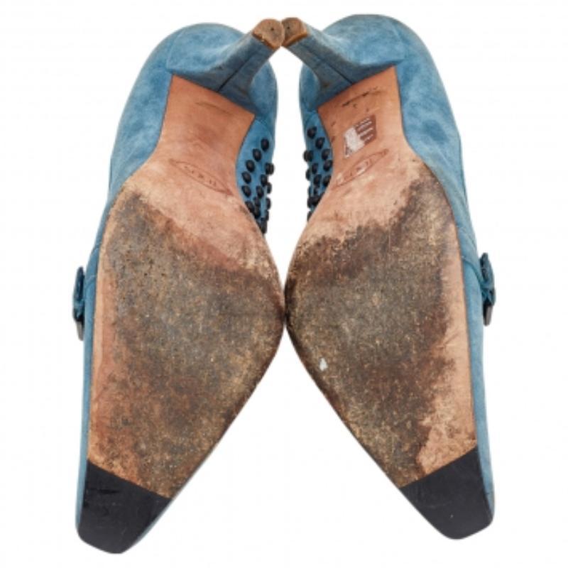 Tod's Pumps a punta in pelle scamosciata blu misura 37,5 in vendita 2
