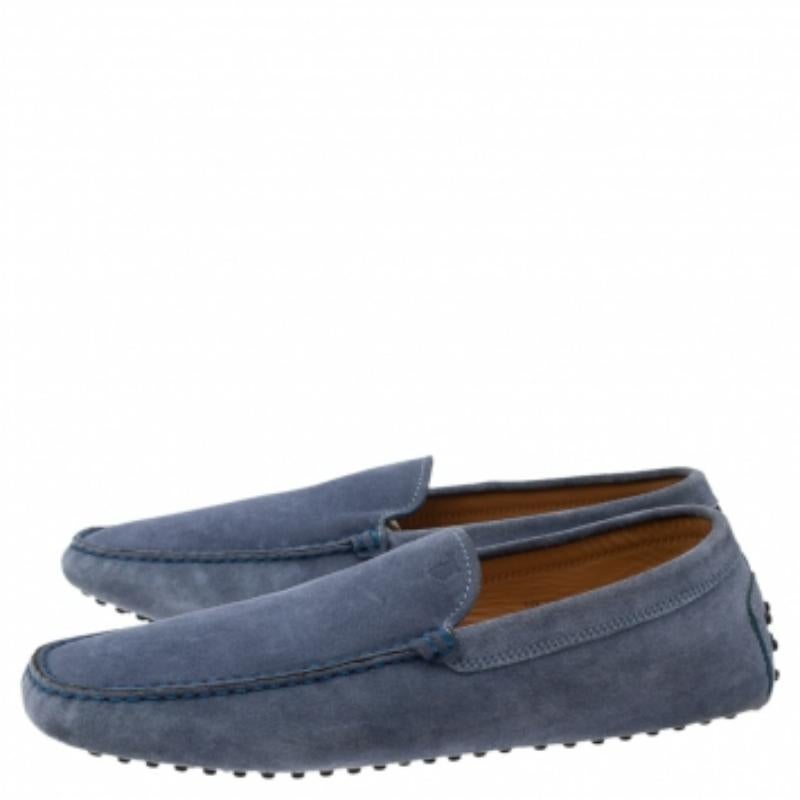 Tod's Blau Wildleder Slip On Loafers Größe 44,5 im Angebot 1