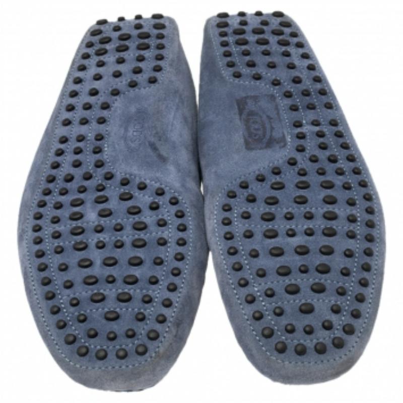 Tod's Blau Wildleder Slip On Loafers Größe 44,5 im Angebot 3