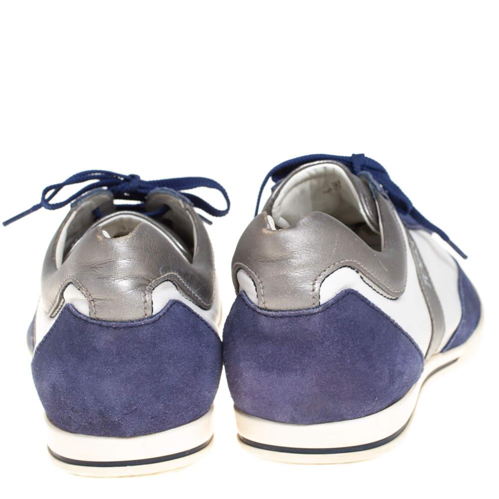  Tod's Baskets basses en cuir et daim bleu/blanc, taille 44 Pour hommes 