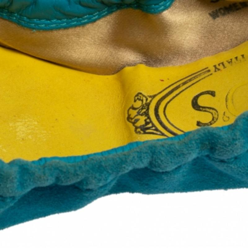 Tod's Blue/Yellow Suede & Patent Trim Buckle Detail Scrunch Ballet Flats Size 36 For Sale 1