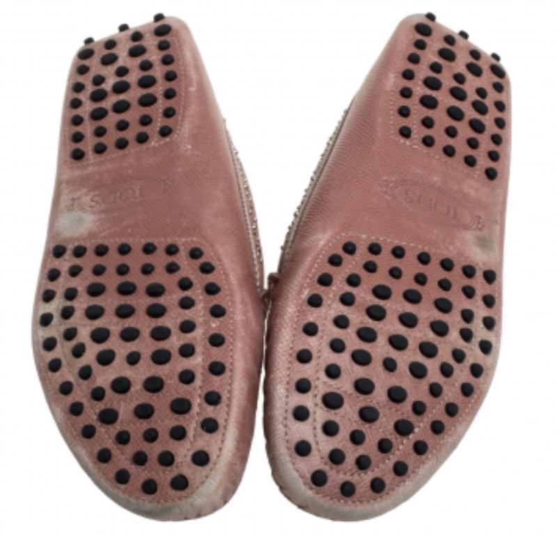 Tod's Blush Pink Leather Tassel Embellished Loafers Size 39 For Sale 2