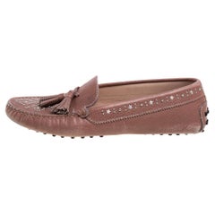 Tod's Blush Pink Leder Loafers mit Quaste verschönert Größe 39