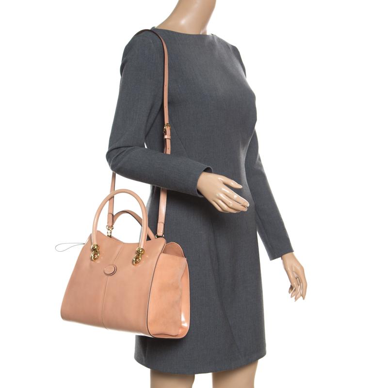 Tod's Blush Pink Leather Top Handle Shoulder Bag For Sale at 1stDibs