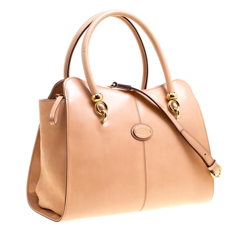 Tod's Blush Pink Leather Top Handle Shoulder Bag For Sale at 1stDibs
