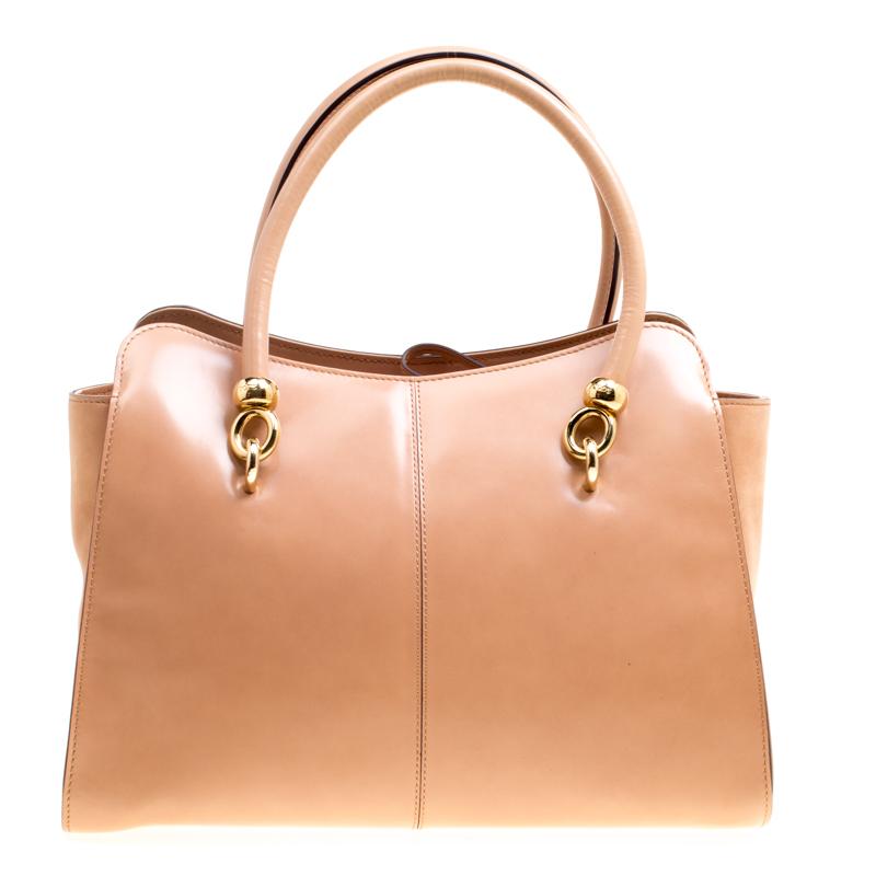 Tod's Blush Pink Leather Top Handle Shoulder Bag For Sale at 1stDibs