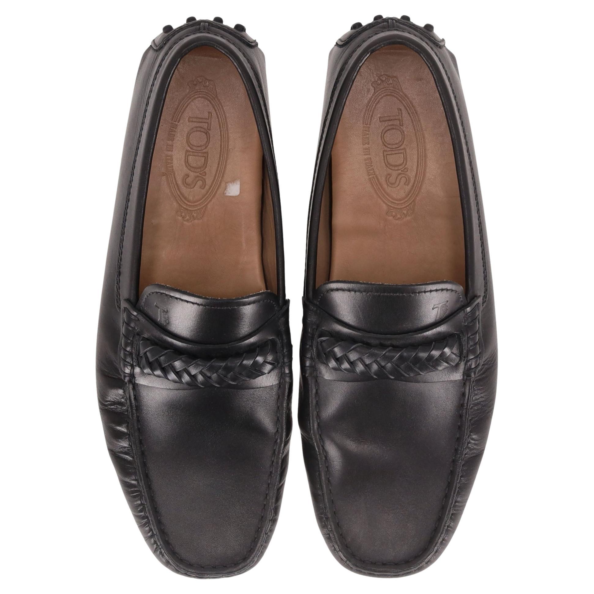 Tod's Braided Detail Leather Loafers For Sale