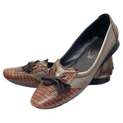 TOD'S brown ballerinas with  round toe and lace  bow