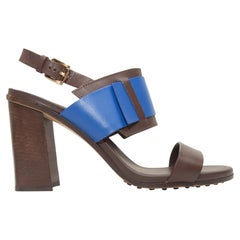 Tod's Brown & Blue Leather Heeled Sandals