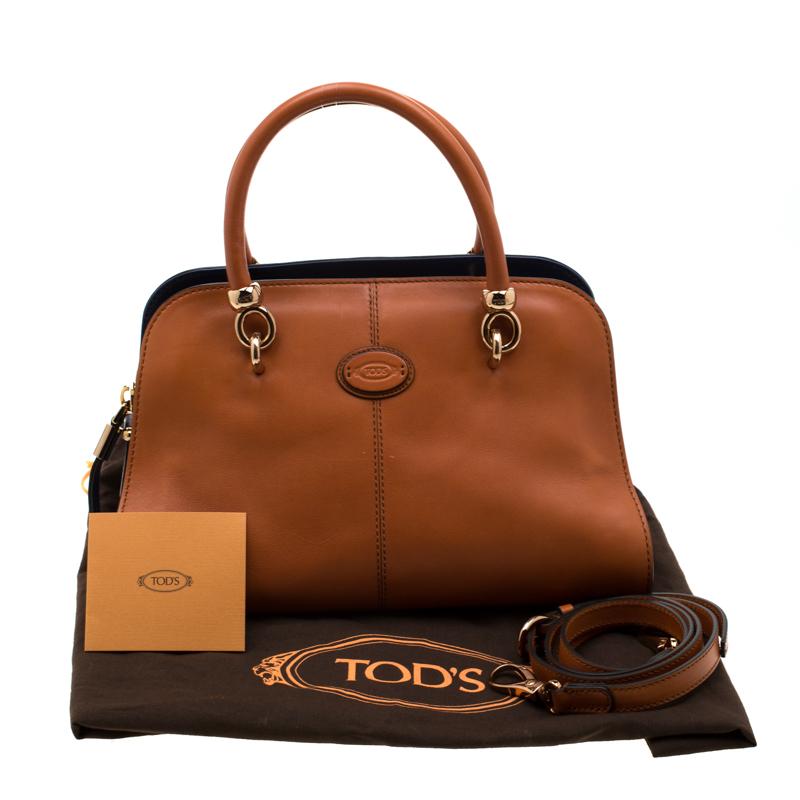 Tod's Brown/Blue Leather Sella Bowler Bag For Sale at 1stDibs | tod handbags