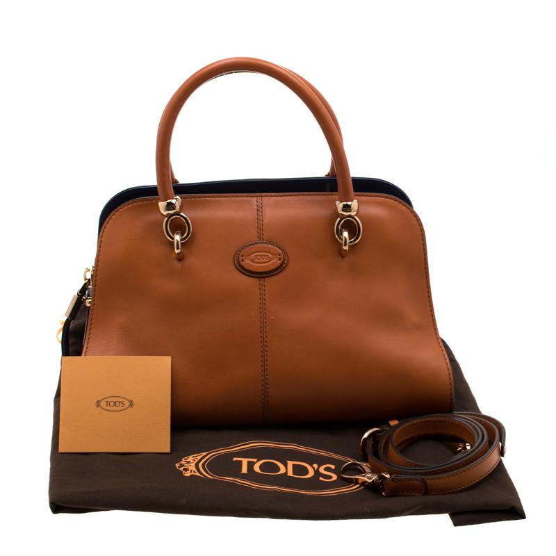 Tod's Sac bowler Sella en cuir brun/bleu 5