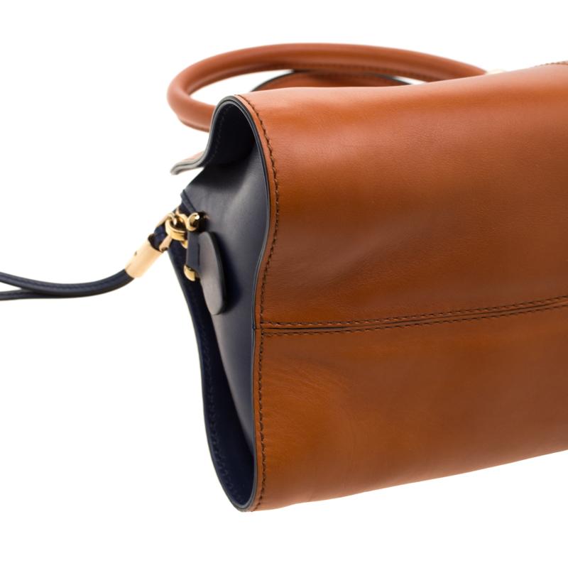 Tod's Sac bowler Sella en cuir brun/bleu 2