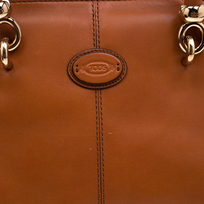 Tod's Sac bowler Sella en cuir brun/bleu 4