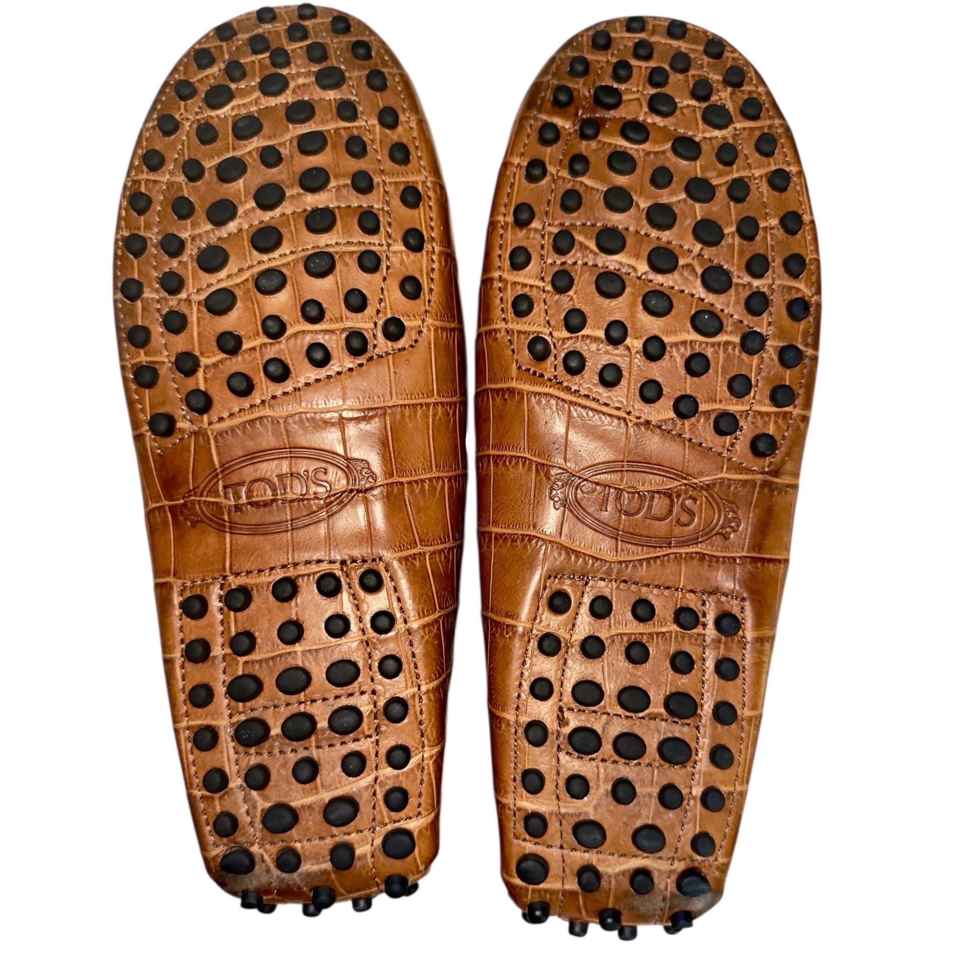 Tod's Mocassini Gommino Esotici Marrone Mocassini Alligatore Pelle di Coccodrillo 36,5 in vendita 6