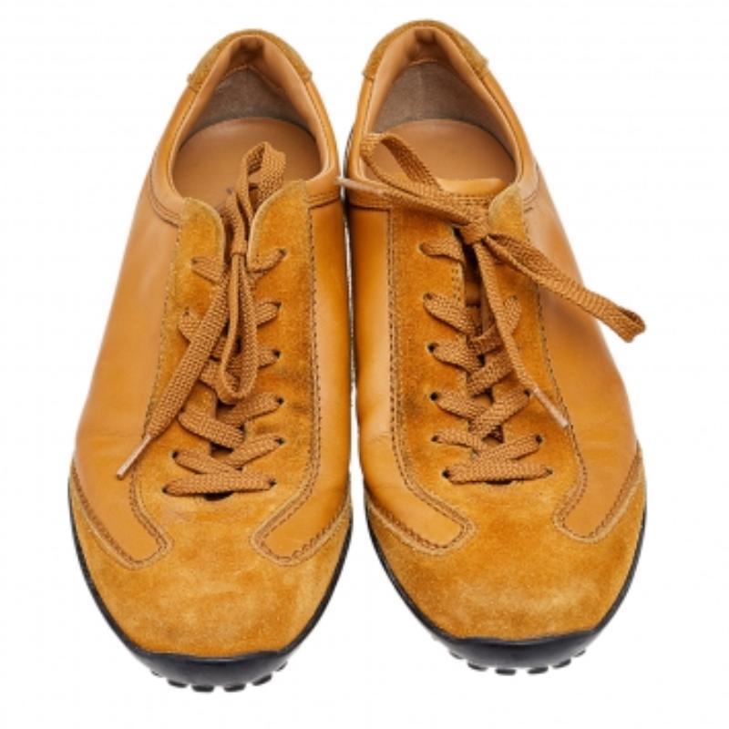Tod's Sneakers stringate in pelle e pelle scamosciata marrone misura 37,5 in vendita 2