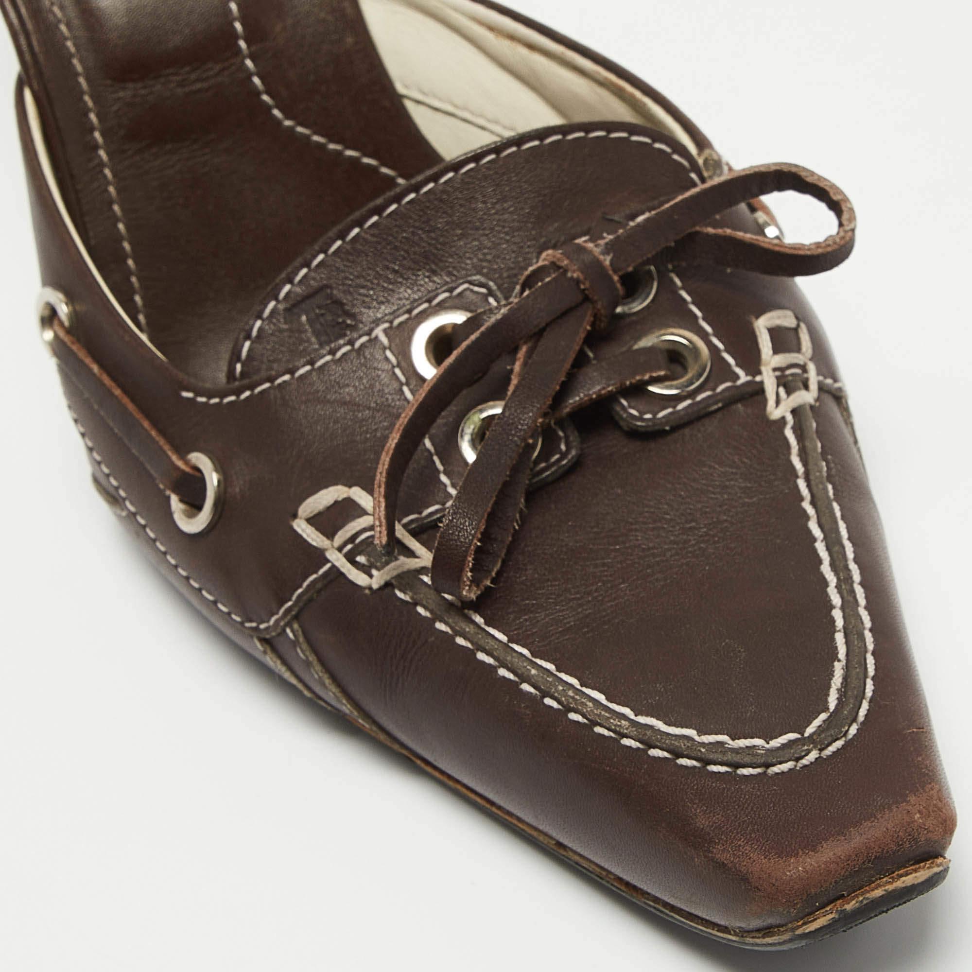 Tod's Brown Leder Schleife Pantoletten Größe 40 im Angebot 2