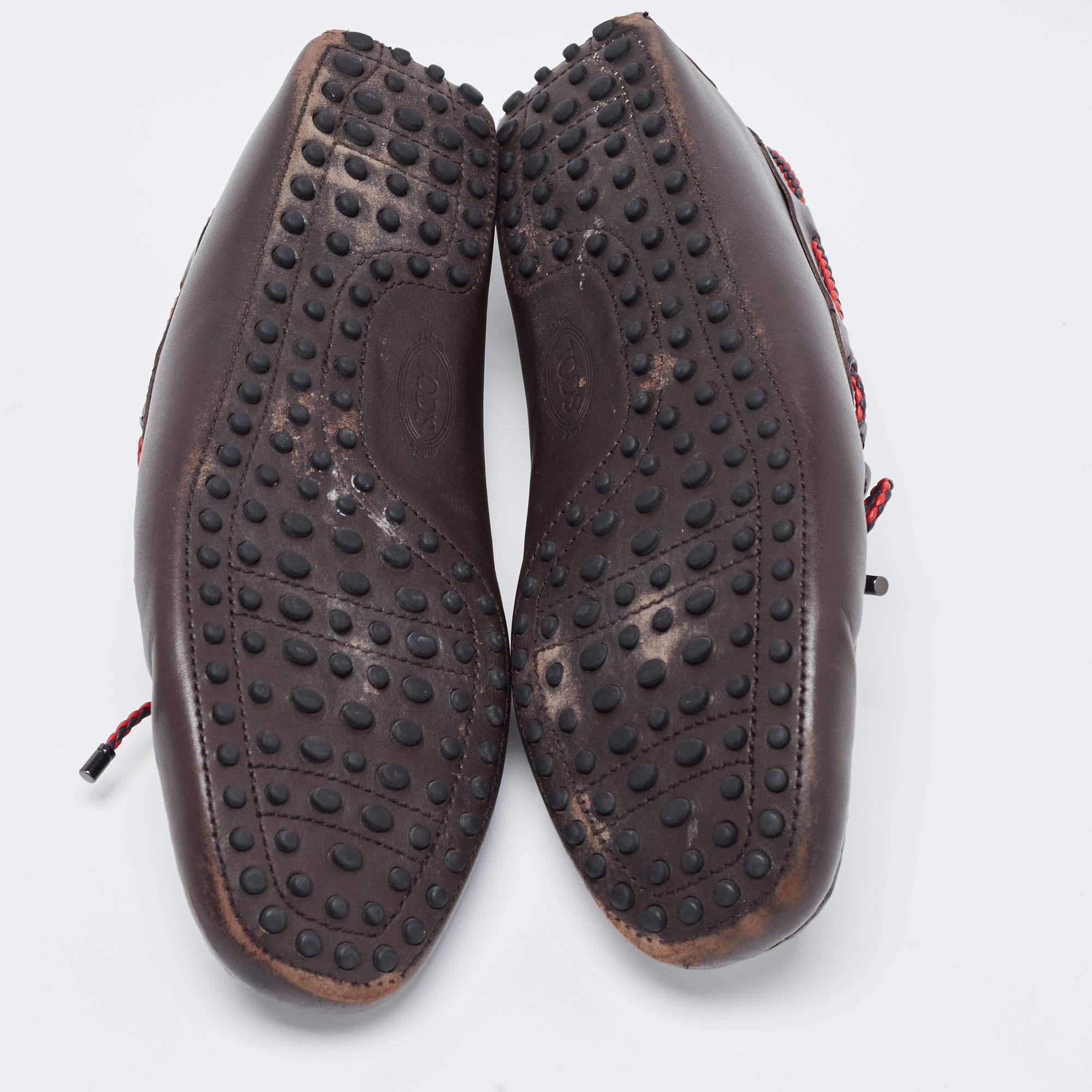 Tod's Brown Leather Bow Slip On Loafers Size 42 For Sale 1
