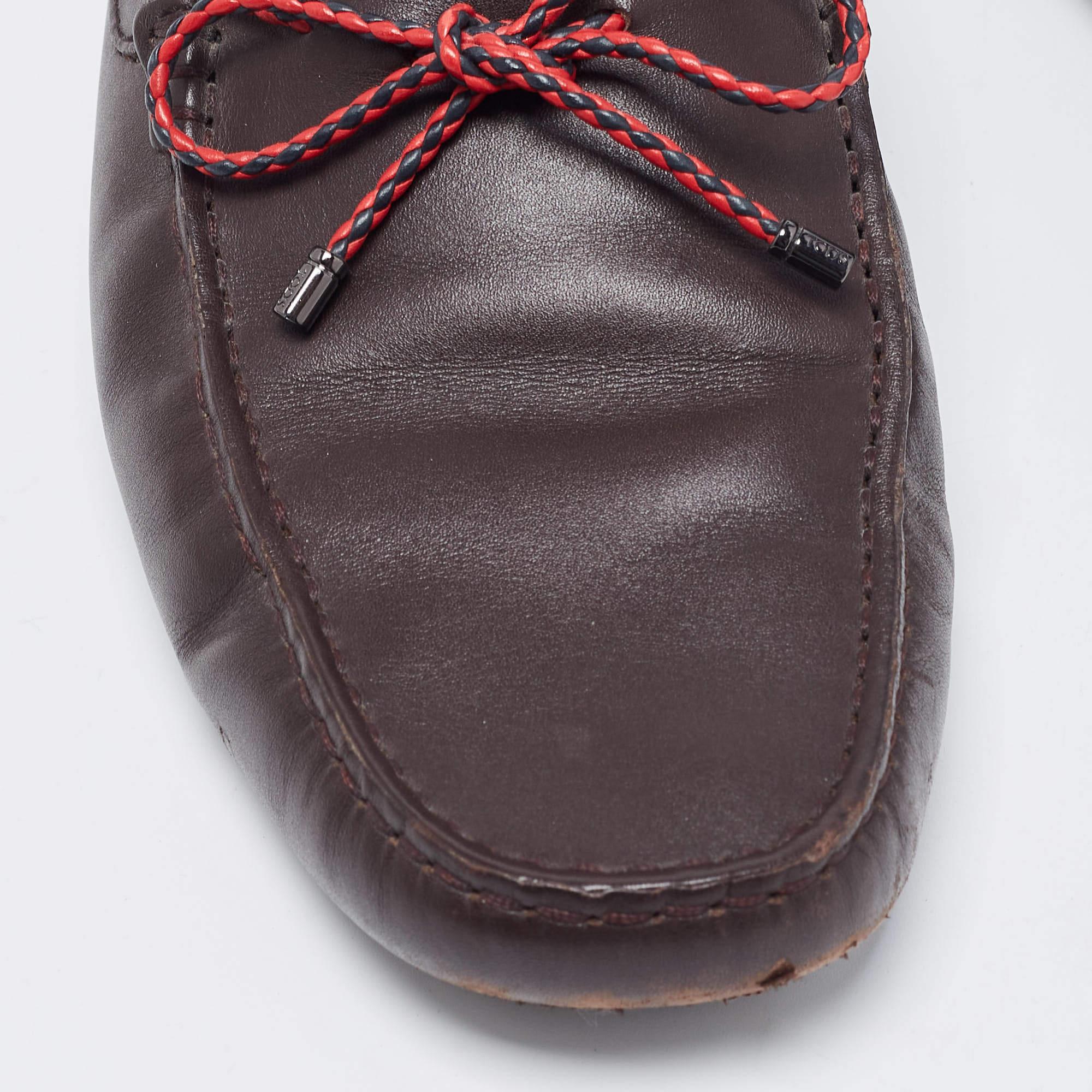 Tod's Brown Leather Bow Slip On Loafers Size 42 For Sale 3