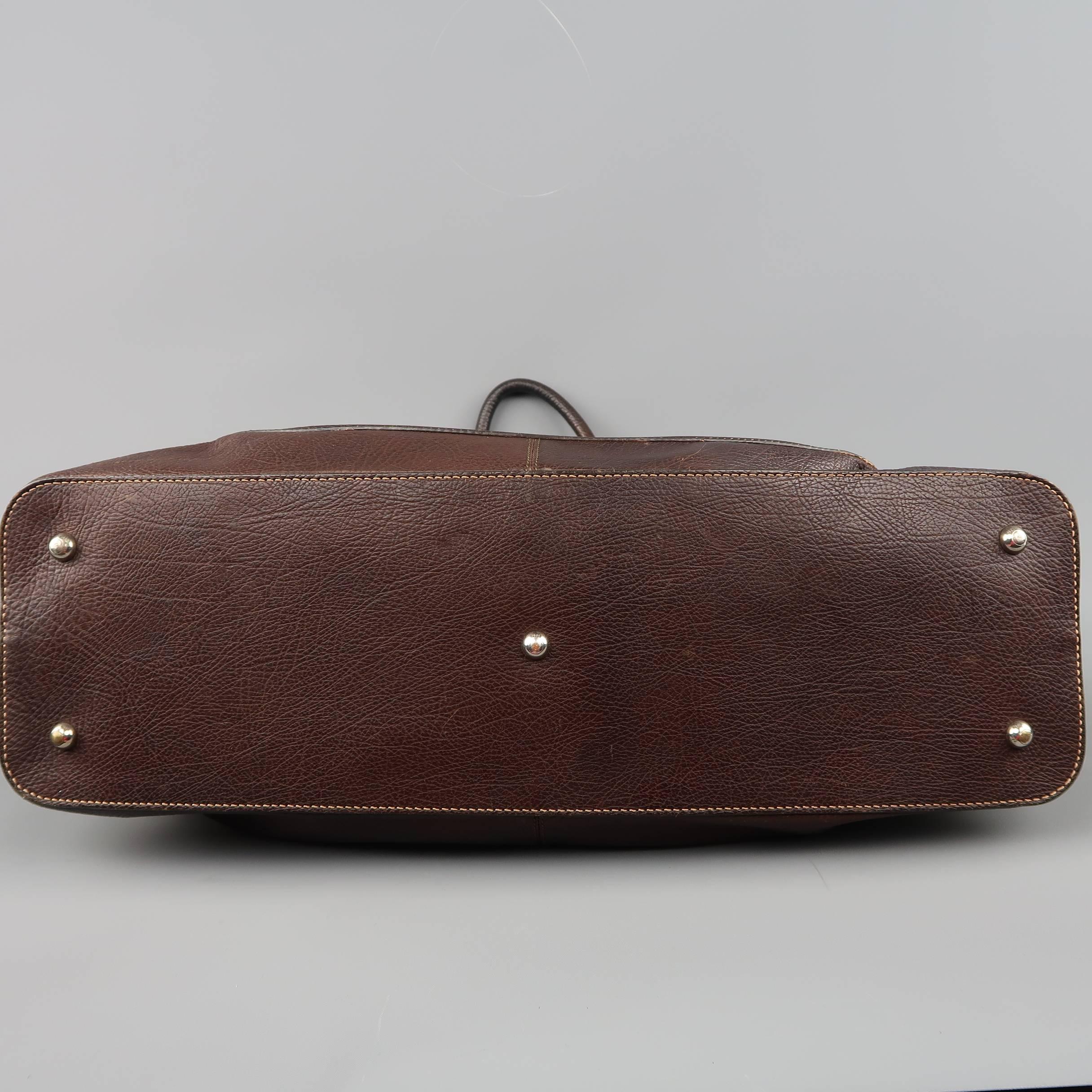 TOD'S Brown Leather Buckle Closure Oversized Weekender Travel Tote Handbag 1