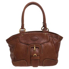 Tod's Brown Leather Buckle Satchel