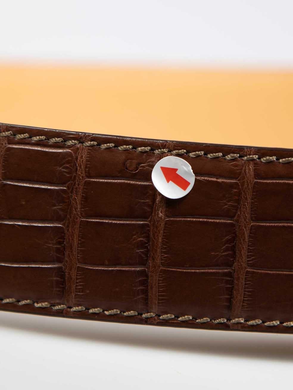 Women's Tod's Brown Leather Croc Embossed Belt