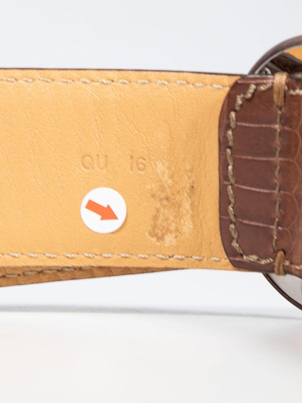 Tod's Brown Leather Croc Embossed Belt 1