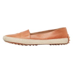 Tod's Brown Leder Espadrille Flats Größe 38