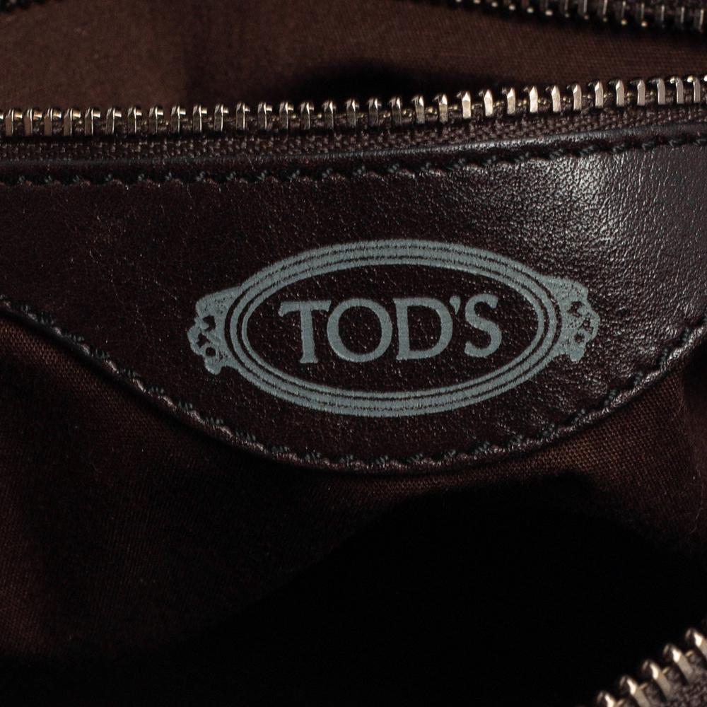 Black Tod's Brown Leather Front Pocket Messenger Bag