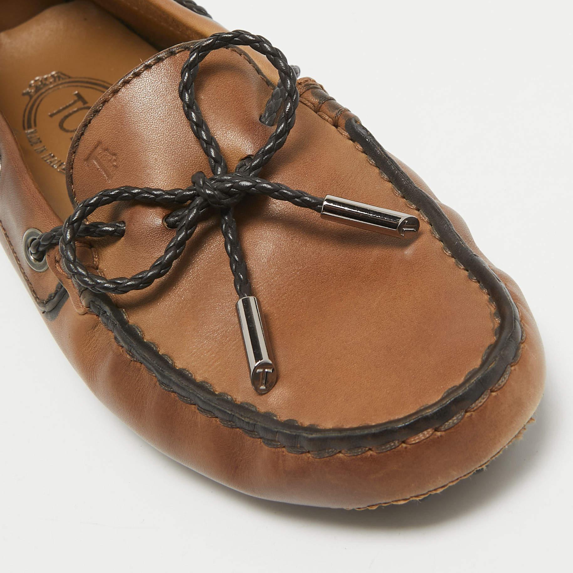 Tod's Brown Leather Gommini Bow Loafers Size 36 3