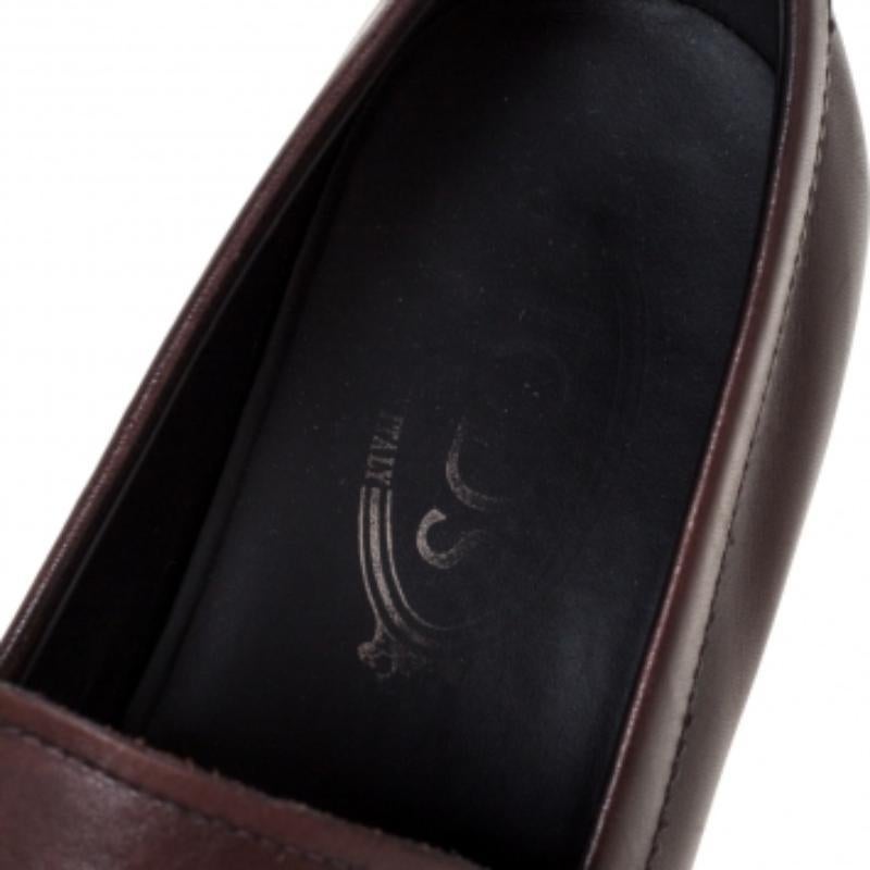 Tod's Brown Leder Gommino Loafers Größe 41 im Angebot 3
