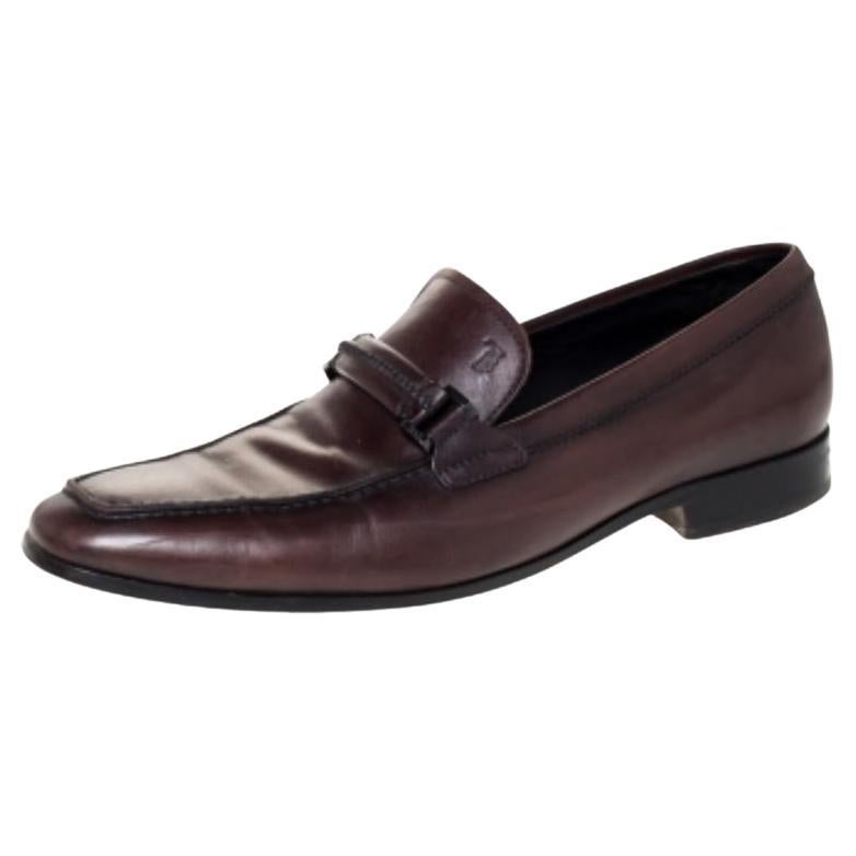 Tod's Brown Leder Gommino Loafers Größe 41 im Angebot