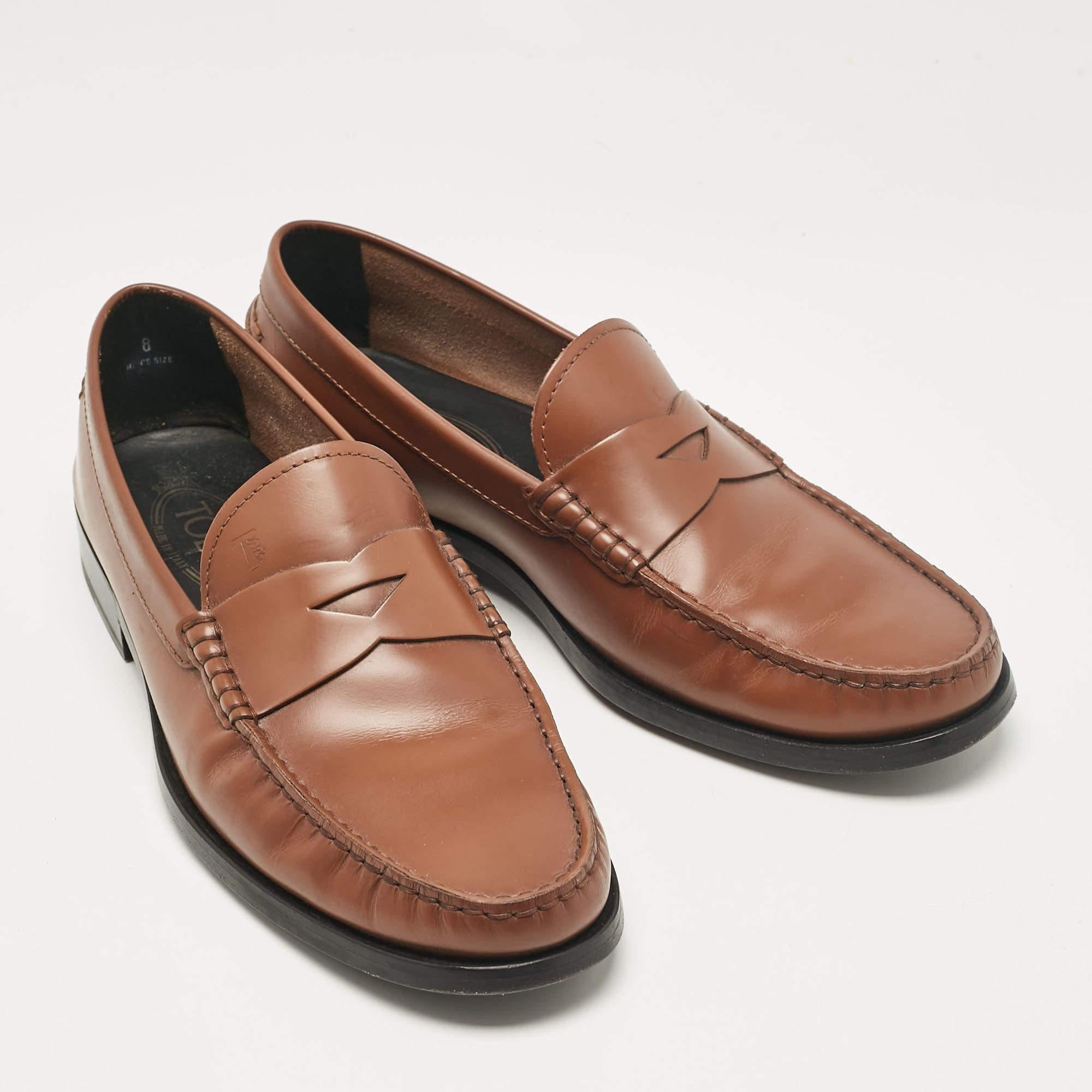 Men's Tod's Brown Leather Gommino Loafers Size 42