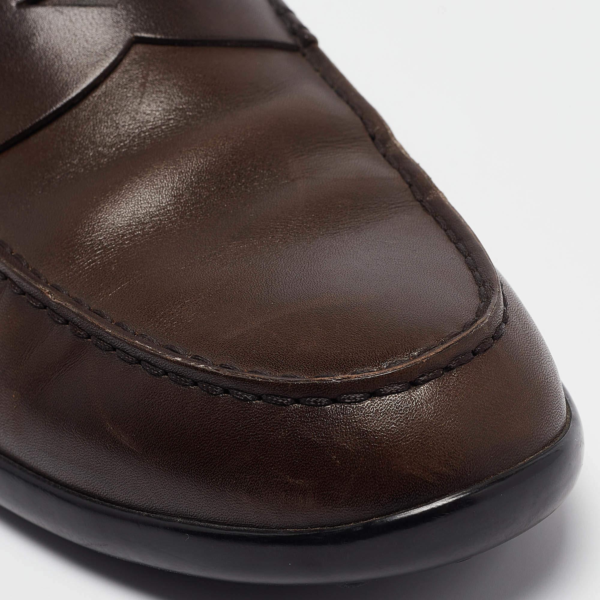 Tod's Brown Leather Gommino Penny Slip On Loafers Size 43 2