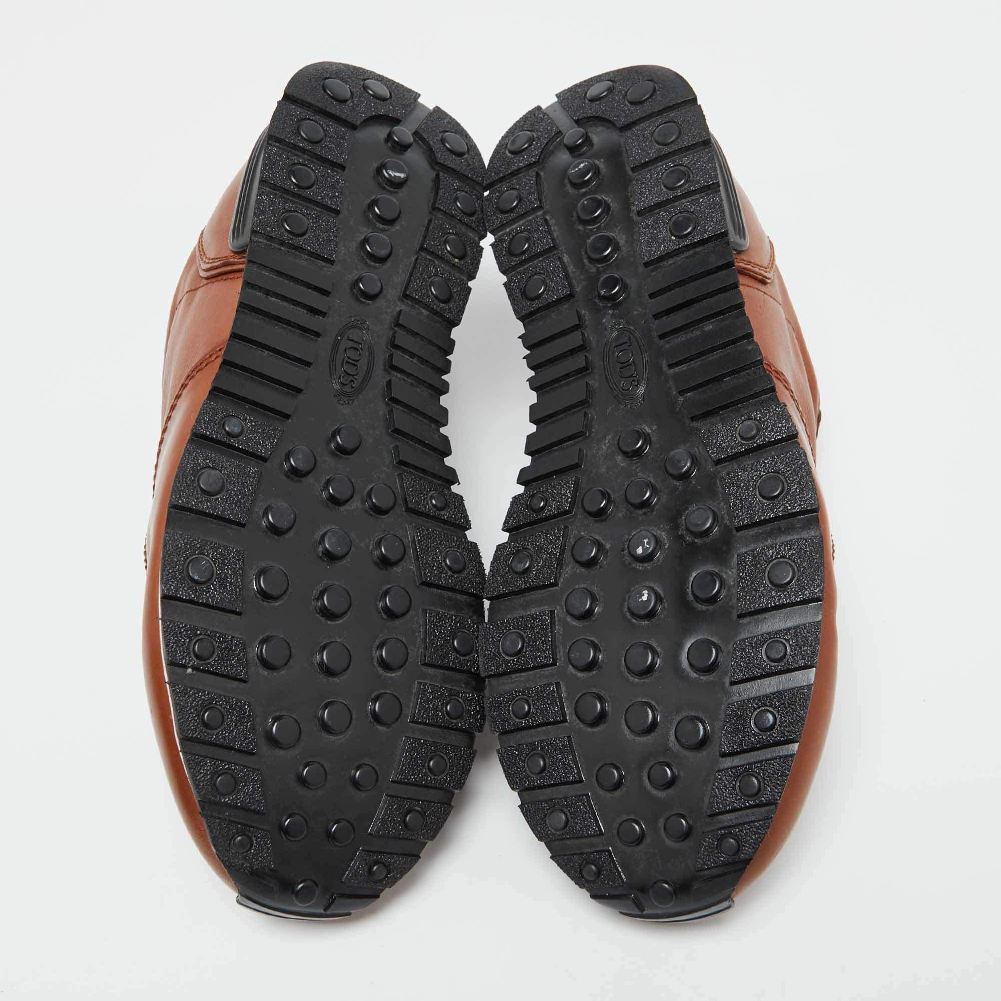 Tod's Brown Leather Lace Up Low Top Sneakers Size 40 For Sale 2