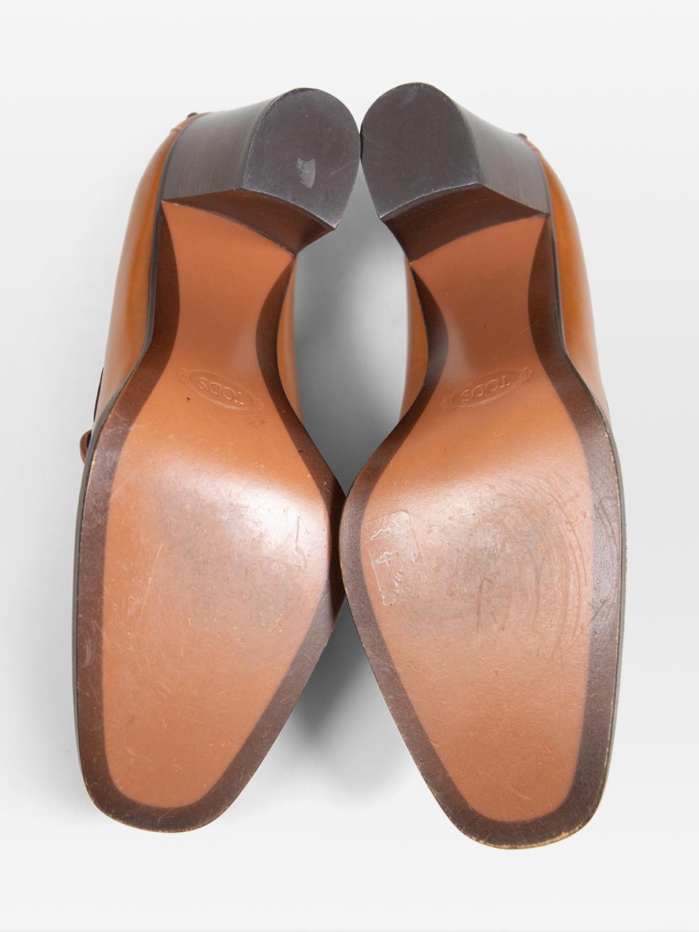 Women's Tod's Brown Leather Loafer Pumps Size IT 36.5 For Sale