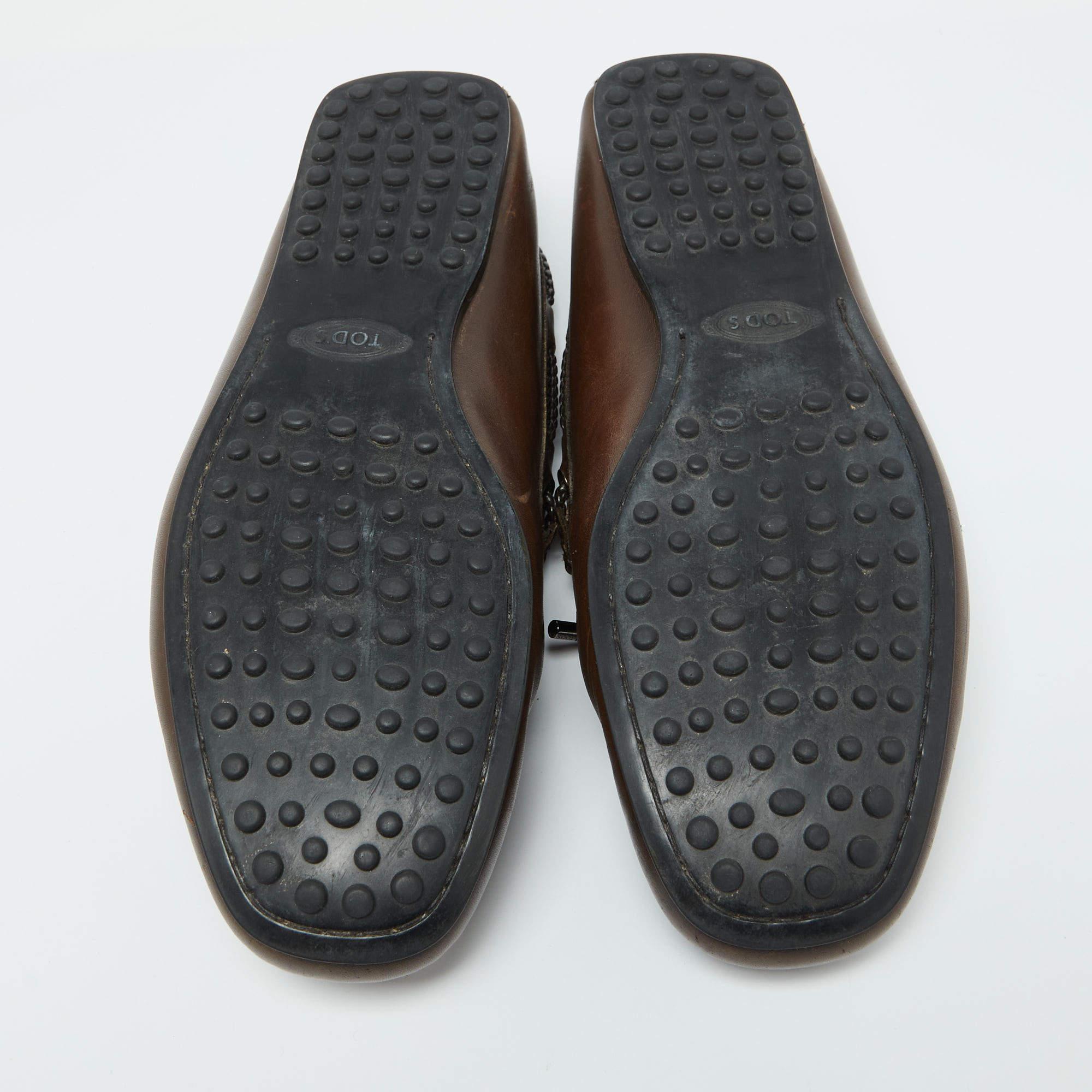 Tod's Brown Leather Loafers Size 41.5 For Sale 1