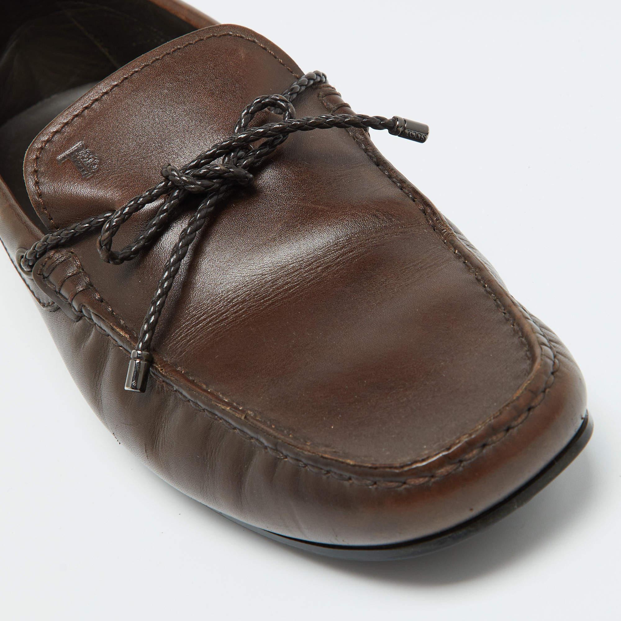 Tod's Brown Leather Loafers Size 41.5 For Sale 3