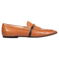 Tod's Brown Leather Logo Chain Loafers Size IT 38.5