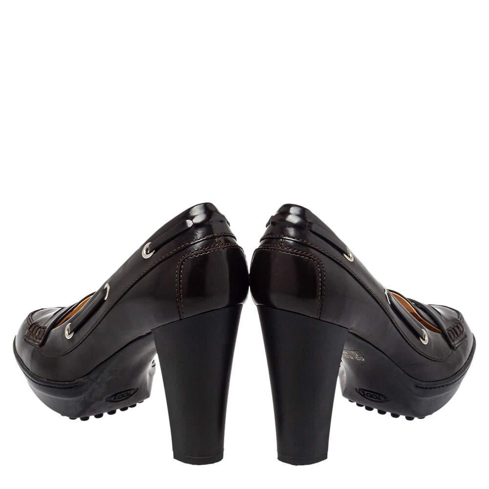 Women's Tod's Brown Leather Penny Loafer Pumps Size 38