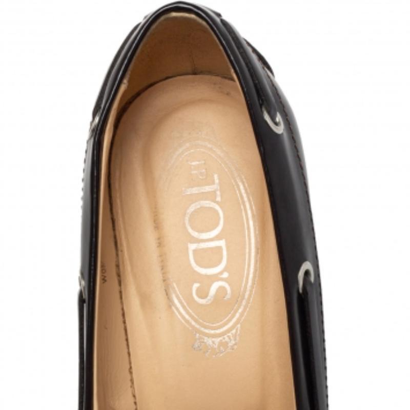 Women's Tod's Brown Leather Penny Loafer Pumps Size 38 For Sale