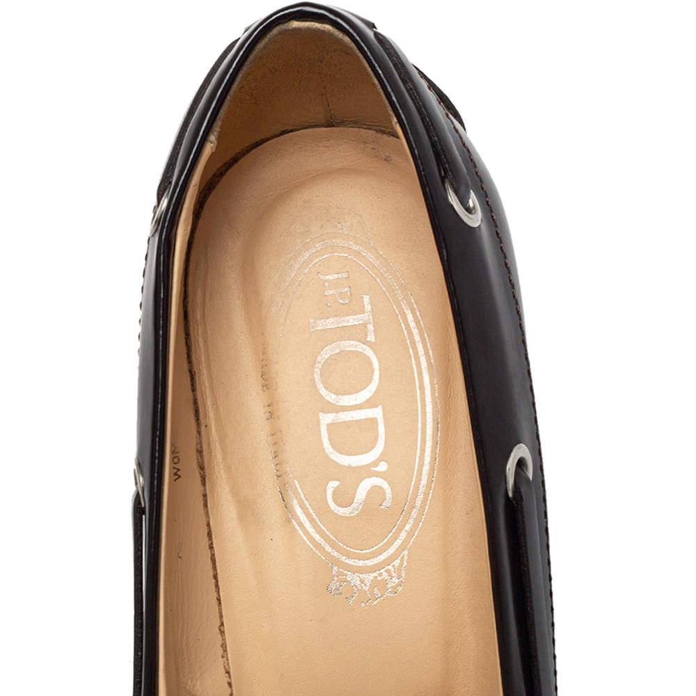 Tod's Brown Leather Penny Loafer Pumps Size 38 2