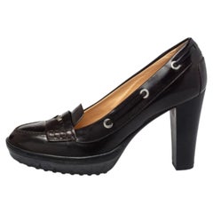 Tod's Brown Leather Penny Loafer Pumps Size 38