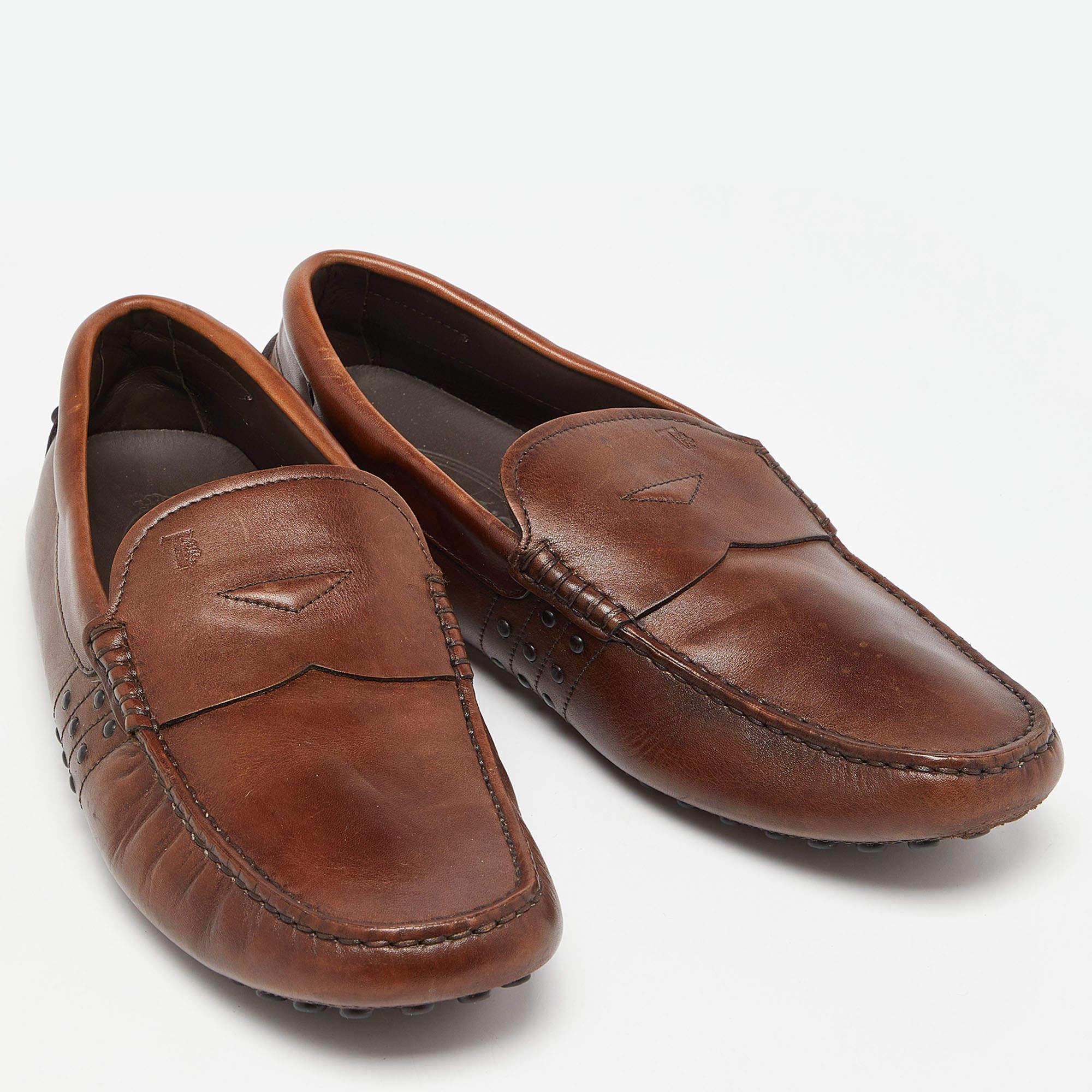 Men's Tod's Brown Leather Penny Loafers Size 39.5 For Sale
