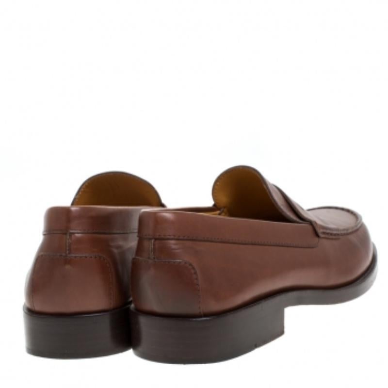 Uomo Tod's Brown Leather Penny Loafers Size 39.5 in vendita