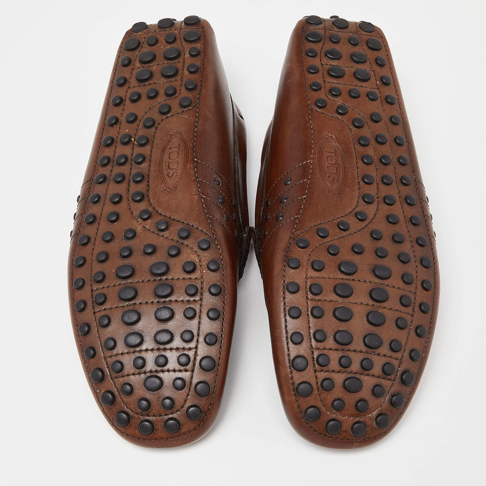 Tod's Brown Leather Penny Loafers Size 39.5 For Sale 2