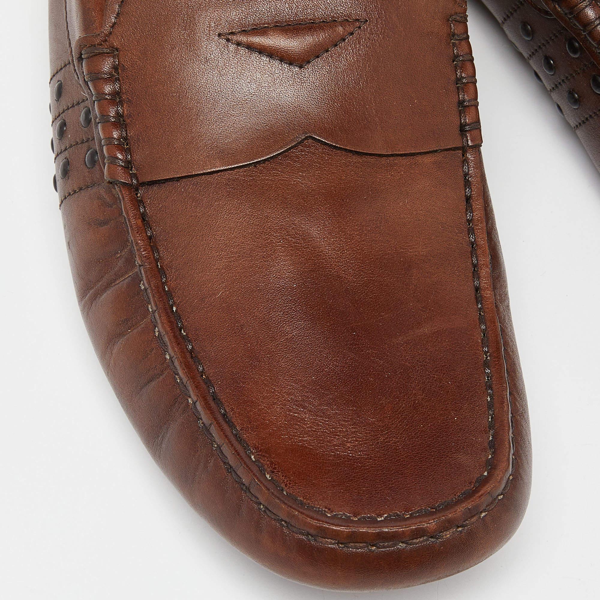Tod's Brown Leather Penny Loafers Size 39.5 For Sale 3