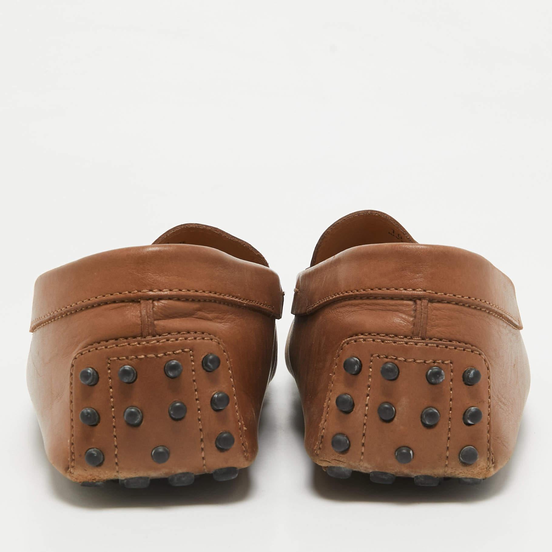 Tod's Brown Leather Penny Loafers Size 44.5 For Sale 1
